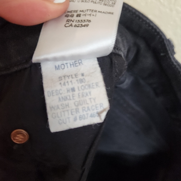 MOTHER High Waisted Looker Ankle Fray Pink Glitter Jeans Size 26 - Picture 14 of 14